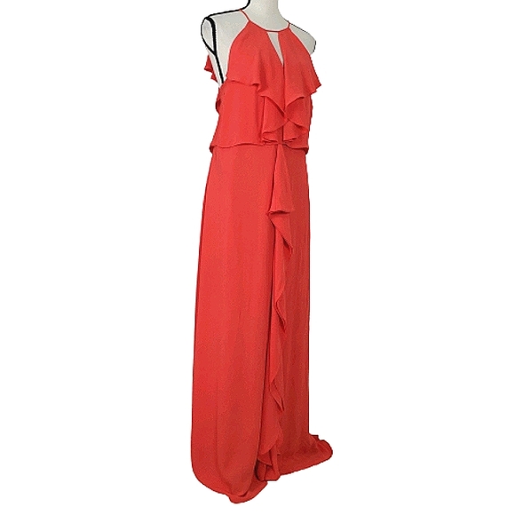 BCBGMAXAZRIA JANISA HALTER NECK RUFFLE DRESS - Picture 4 of 16